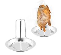 Graplan 2 PCS Support à Poulet Vertical Poulet de Rôtissoire Pliant Vertical de rôtissoire de bière d'acier Inoxydable avec La Cuvette De égouttement pour Le Four Ou Le Barbecue,Accessoires De Gril