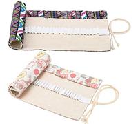 Graplan 2 Pièces Sac a Crayon de Toile Couleur 36 Trous Sacs Organiseurs Pour stylo Sac Multi-usages Trousse de Crayons de Couleurs pour Rangement, Enveloppe de Crayons de Couleurs