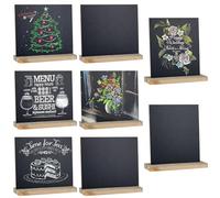 Graplan Mini Tableau Noir 8PCS Tableau Ardoise avec Base,Mini Panneau D'affichage Double Face,Mini Ardoise Craie 15 x 13 cm Mini Tableaux Noirs pour Buffet,Mariage,Boulangerie,Fête