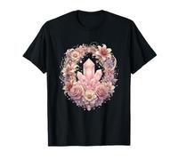 Grappe de Cristaux Roses entourée d'une Couronne Florale T-Shirt
