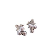 Grappe de raisin Faux perle Zircon Stud oreille ornements, ton argent électrolytique peau-friendly titane acier broche oreille bijoux idéal pour les femmes dété tous les jours Dating Office Party vaca