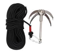 Grappin avec Corde à Crochet en Nylon, y Compris Crochet à gravité à Griffe en Acier Inoxydable de 400 kg Pliable, avec Corde auxiliaire de 20 mètres extérieur Alpinisme Sauvetage Eau