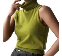 grarivery Débardeur sans Manches Femme Gilet Pull À Col Roulé en Maille
