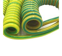 GRASAKY Câble spiralé télescopique monoconducteur 12 AWG, fil à ressort carré jaune vert de 4 mm avec fil de terre à âme en cuivre Rallonge(Stretch 8 Meters)