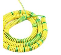 GRASAKY Cordon spiralé flexible extensible de 2 mètres, jaune et vert, avec un seul noyau Rallonge(15AWG)