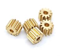 GRASAKY Lot de 5 engrenages cylindriques en cuivre, 13 dents, module 0,3, 1,5 mm, ajustement serré, 2 pignons à ajustement libre, 4,5 mm de diamètre, dents droites d'arbre