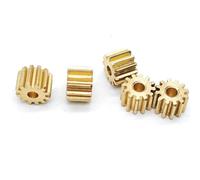 GRASAKY Lot de 5 engrenages cylindriques en laiton, module 0,25, 9 dents, trou de 0,98 mm, 0,25 m, 9 dents droites, pignon d'arbre à ajustement serré de 1 mm Pignon d'arbre(3mm thickness)