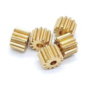 GRASAKY Lot de 5 engrenages droits en laiton de 0,4 module, engrenage plat à 9 dents de 0,4 m, diamètre de 4,4 mm, 1 mm, 1,5 mm, 2 mm, arbre à pignon serré Pignon d'arbre(5mm Thickness 1.98mm Hole)