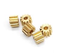 GRASAKY Lot de 5 petits engrenages en cuivre de 2,2 mm de diamètre, trou intérieur de 0,78 mm, arbre à ajustement serré de 0,8 mm, pignon droit de 0,2 module, 8 dents Pignon d'arbre(2.5mm thickness)