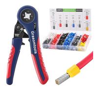 Grasomtools ® GT 10-4 Kit d'outils de sertissage de virole, pince à sertir (0,08-10 mm²), pince à sertir à quatre côtés et connecteurs de virole 1200 pièces