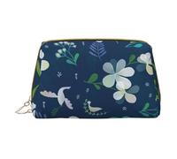 Grass and Dove Trousse de maquillage portable en cuir avec fermeture éclair, blanc, Taille unique