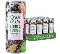 Grass & Co. | Boisson nootropique liquide FOCUS | Crinière de lion, ginseng et oméga-3 | Soutien de la clarté cérébrale et mentale | 12 x 250 ml | Fleur de sureau et citron de Sicile