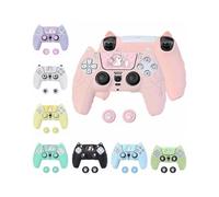 (Grass green) Silicone Controller Case Set with Thumb Grip Caps Protective Shell Cover Skin for PS5