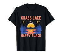 Grass Lake Is My Happy Place Camping Sayings Camper T-Shirt