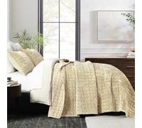 Grassix Parure de lit 3 pièces en Velours léger pour très Grand lit, Couvre-lit surdimensionné en Velours Ultra Doux avec 2 taies d'oreiller pour Toutes Les Saisons, Beige