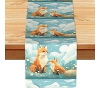 Grassland Fox Chemin de table nuage 33 x 183 cm pour table à manger, décoration de fête à la maison
