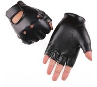 Grasslandy Gants sans doigts en cuir pour homme et femme - Gants en cuir synthétique - Noir - Costume punk - Pour conduite, cyclisme, cosplay et activités de plein air, Noir , Wie in der Abbildung