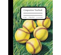 Grassroots Game: Softball Composition Notebook - Softball Sketches on Grassy Field - 7.5" x 9.25", College Ruled, 110 Pages, Matte Cove