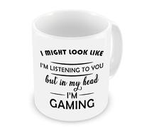 GrassVillage Tasse de jeu amusante - I Might Look Like I'm Listening But in My Head I'm Gaming - Cadeau de joueur pour lui, adolescent, ami, petit ami - Noël, anniversaire, bureau, Secret Santa - 325