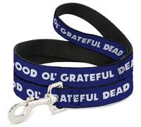 Grateful Dead Pet Laisse pour chien Inscription Good Ol Grateful Dead Texte et étoiles Bleu/blanc/rouge 1,2 m de long 3,8 cm de large