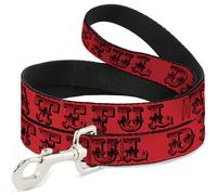 Grateful Dead Pet Laisse pour chien, texte Grateful Dead Skull Roses Rouge, 1,2 m de long, 1,3 cm de large
