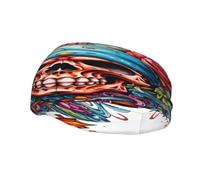 Grateful Retro Skull Flowers Dead Fashion Sports Decoration Bandeau Résistant à la Sueur, Bandeau Cheveux Respirant Évacuation de la transpiration Équipement Fitness Bandeaux pour Femmes Hommes Noir