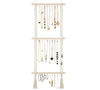 Grathia Organiseur de bijoux à suspendre en macramé avec 30 crochets, support mural pour colliers, bracelets, boucles d'oreilles