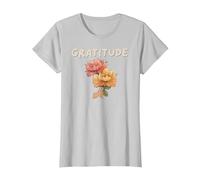 Gratitude avec des Fleurs T-Shirt, Femme, Argent, S