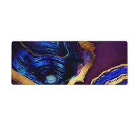 GRatka Agate Abstraite Violet, Bleu, Or,Grand Tapis de Souris pour Bureau, Clavier d'ordinateur, avec Base en Caoutchouc antidérapante, 30 x 80 cm