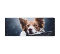 GRatka Border Collie Brun Bokeh Dieu aux Yeux Jaunes,Grand Tapis de Souris pour Bureau, Clavier d'ordinateur, avec Base en Caoutchouc antidérapante, 30 x 80 cm