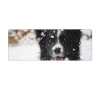 GRatka Border Collie Chien des neiges,Grand Tapis de Souris pour Bureau, Clavier d'ordinateur, avec Base en Caoutchouc antidérapante, 30 x 80 cm