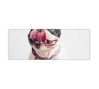 GRatka Chien Curieux et Heureux Bouledogue français,Grand Tapis de Souris pour Bureau, Clavier d'ordinateur, avec Base en Caoutchouc antidérapante, 30 x 80 cm
