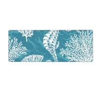 GRatka Coquillages Hippocampe Corail,Grand Tapis de Souris pour Bureau, Clavier d'ordinateur, avec Base en Caoutchouc antidérapante, 30 x 80 cm