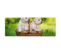 GRatka Deux Chiens dans Un Panier imprimé,Grand Tapis de Souris pour Bureau, Clavier d'ordinateur, avec Base en Caoutchouc antidérapante, 30 x 80 cm