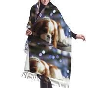 GRatka Écharpe, Cavalier King Charles Spaniel petit épagneul, écharpe à franges unisexe grand chaud doux toucher cachemire châles enveloppes 196x68 cm