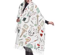 GRatka Écharpe, infirmière médecin médecine, écharpe à franges unisexe grand chaud doux sensation de cachemire châles enveloppes 196x68 cm