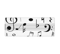 GRatka Échelles de Notes de Musique Noire,Grand Tapis de Souris pour Bureau, Clavier d'ordinateur, avec Base en Caoutchouc antidérapante, 30 x 80 cm