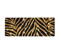 GRatka Imprimé Animal zèbre doré,Grand Tapis de Souris pour Bureau, Clavier d'ordinateur, avec Base en Caoutchouc antidérapante, 30 x 80 cm