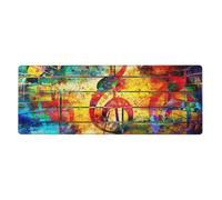 GRatka Imprimer Note de Musique en Bois coloré,Grand Tapis de Souris pour Bureau, Clavier d'ordinateur, avec Base en Caoutchouc antidérapante, 30 x 80 cm
