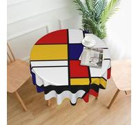 GRatka Nappe Ronde, Couverture de Table Lavable pour Pique-Nique Camping fête Cuisine Salle à Manger 60 poucesArtistique Mondrian Style Couleur Composition Rouge