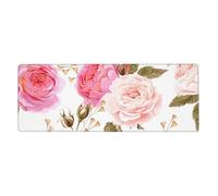 GRatka Rose Rose et Blanche,Grand Tapis de Souris pour Bureau, Clavier d'ordinateur, avec Base en Caoutchouc antidérapante, 30 x 80 cm