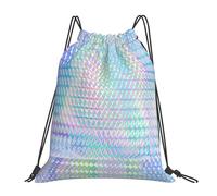 GRatka Sac à dos à cordon de serrage, sac à cordes unisexe, sac de sport, sac de jour décontracté, sac à dos avec cordon de serrage, hologramme coloré arc-en-ciel holographique