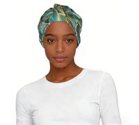 GRatka Texture tissée or et vert,Bonnet de nuit doux pour femme, bandana élastique, foulard, bonnet