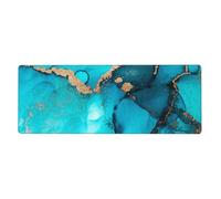 GRatka Tourbillons dorés Abstraits Tendance Bleu Sarcelle,Grand Tapis de Souris pour Bureau, Clavier d'ordinateur, avec Base en Caoutchouc antidérapante, 30 x 80 cm