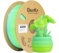 GratKit Filament PETG pour imprimante 3D 1,75mm, Translucide Dégradé Jaune Vert PETG Filament, Précision Dimensionnelle±0,03mm, Neatly Wound, Bobine de 1KG