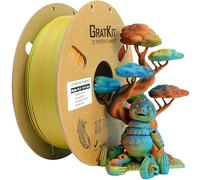 GratKit Filament PLA Mat Tricolore 1.75mm 1KG, Matte Orange-Bleu-Vert | Malachite, Multicolore dégradé mat, filament pla à grande vitesse, Facile à imprimer, Idéal pour Modèles Décoratifs et Art