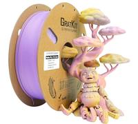 GratKit Filament PLA Mat Tricolore 1.75mm 1KG, Matte Rose-Jaune-Violet | Topaz, Multicolore dégradé mat, filament pla à grande vitesse, Facile à imprimer, Idéal pour Modèles Décoratifs et Art