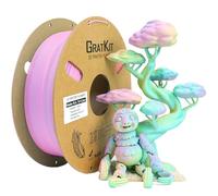 GratKit Filament PLA Mat Tricolore 1.75mm 1KG, Matte Rose Rouge-Jaune-Bleu | Fluorite, Multicolore dégradé mat, filament pla à grande vitesse, Facile à imprimer, Idéal pour Modèles Décoratifs et Art