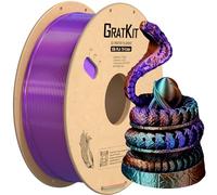 GratKit Filament PLA Tricolore en Silk 1,75 mm, Filament pour imprimante 3D, Précision Dimensionnelle +/- 0.03mm, Bobine 1KG, Soie PLA Violet Orange Et Vert