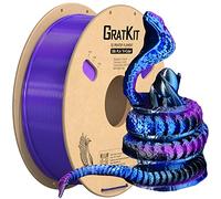 GratKit Soie Tricolore PLA Filament 1.75mm, FDM Filament Imprimante 3D, Précision Dimensionnelle +/- 0.03mm, 1KG Bobine, Silk PLA Bleu Violet et Noir
